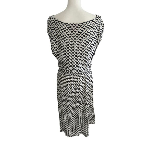 TORY BURCH Wave Print Smock Waist Dress Size Large - Picture 5 of 10